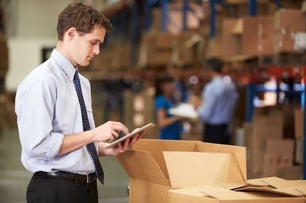 man checking the box